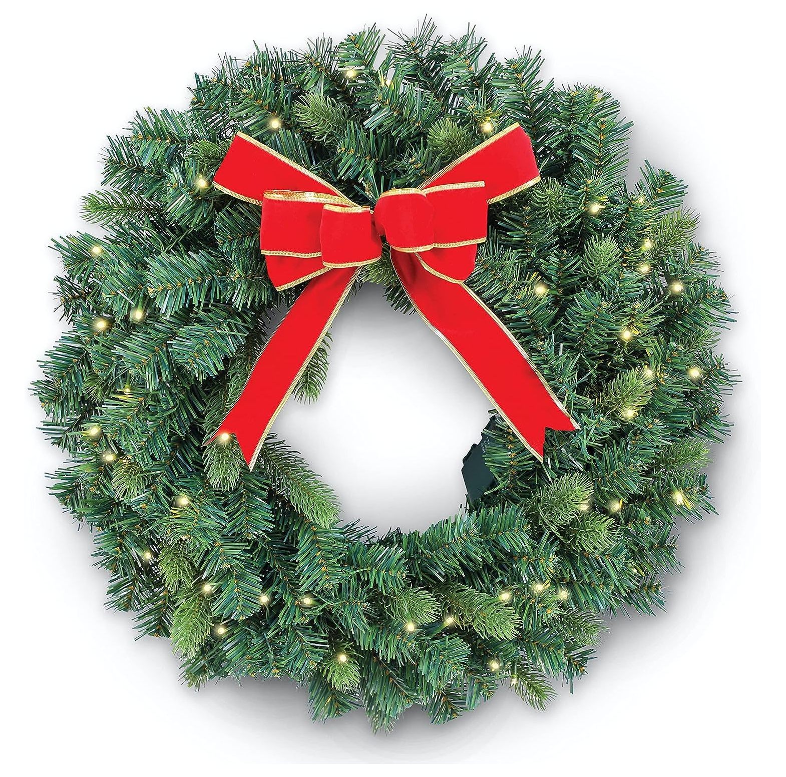 CintBllTer Battery Operated Wreath for Front Door. PreLit Xmas Lighted