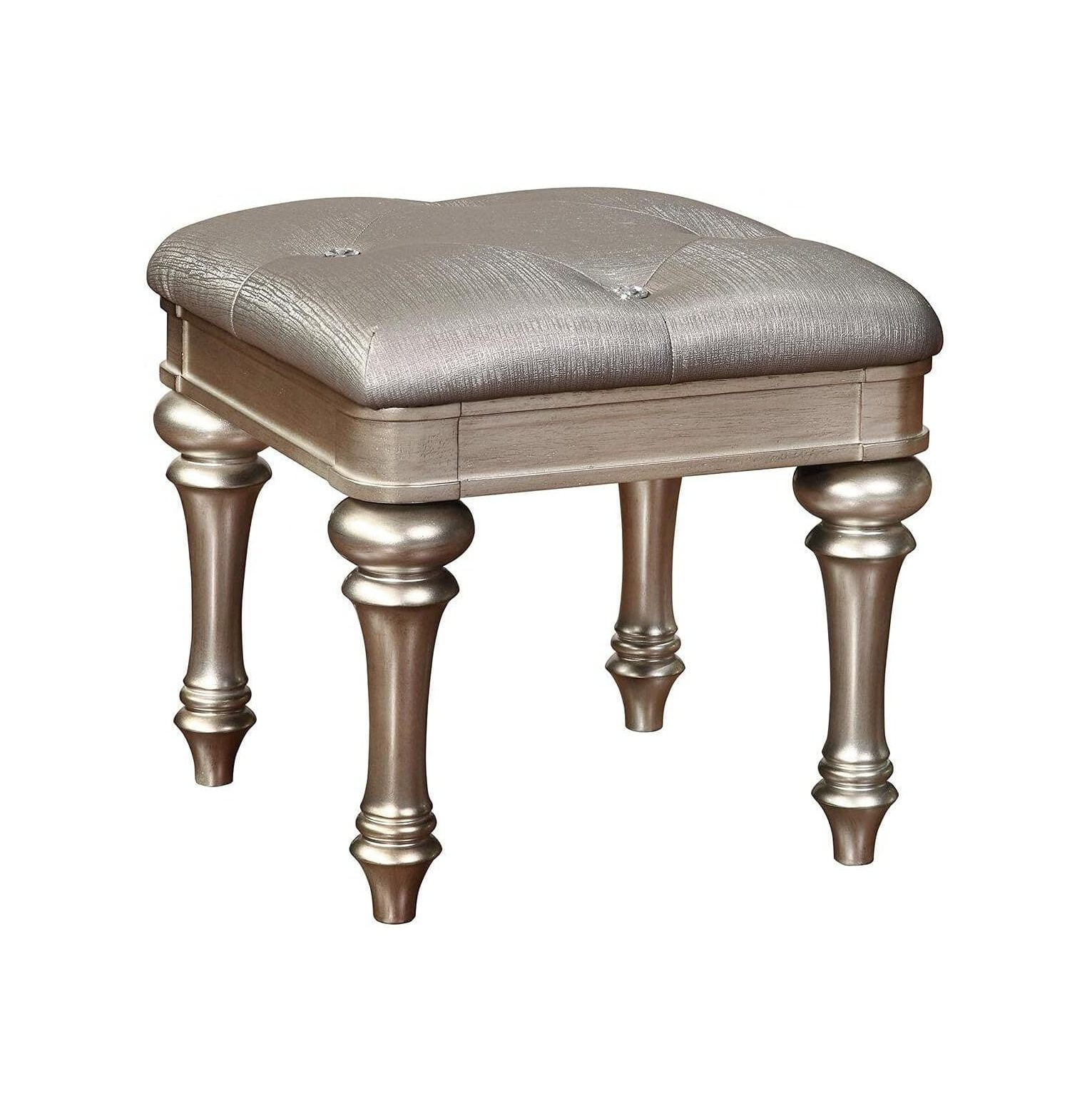 Glamorous Gold 18" Transitional Vanity Stool with Metallic Finish