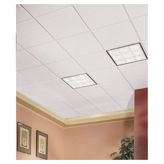 CintBllTer Ceiling Tiles; 2x2 Ceiling Tiles - 16 pcs White Ceiling Tiles; Acoustic Ceilings for Suspended Ceiling Grid; FISSURED 756