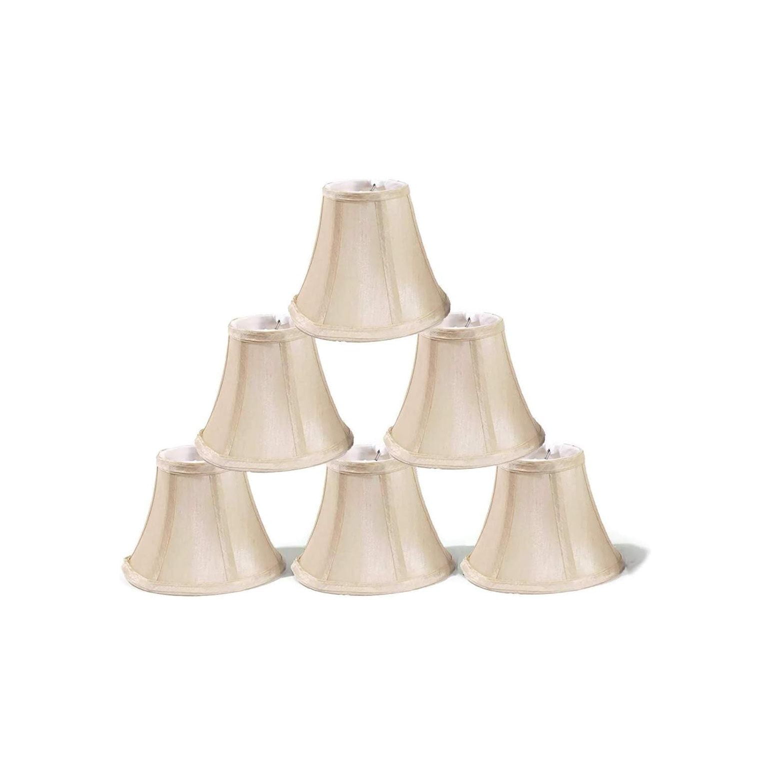 Elegant Cream Faux Silk Bell Chandelier Shades, Set of 6