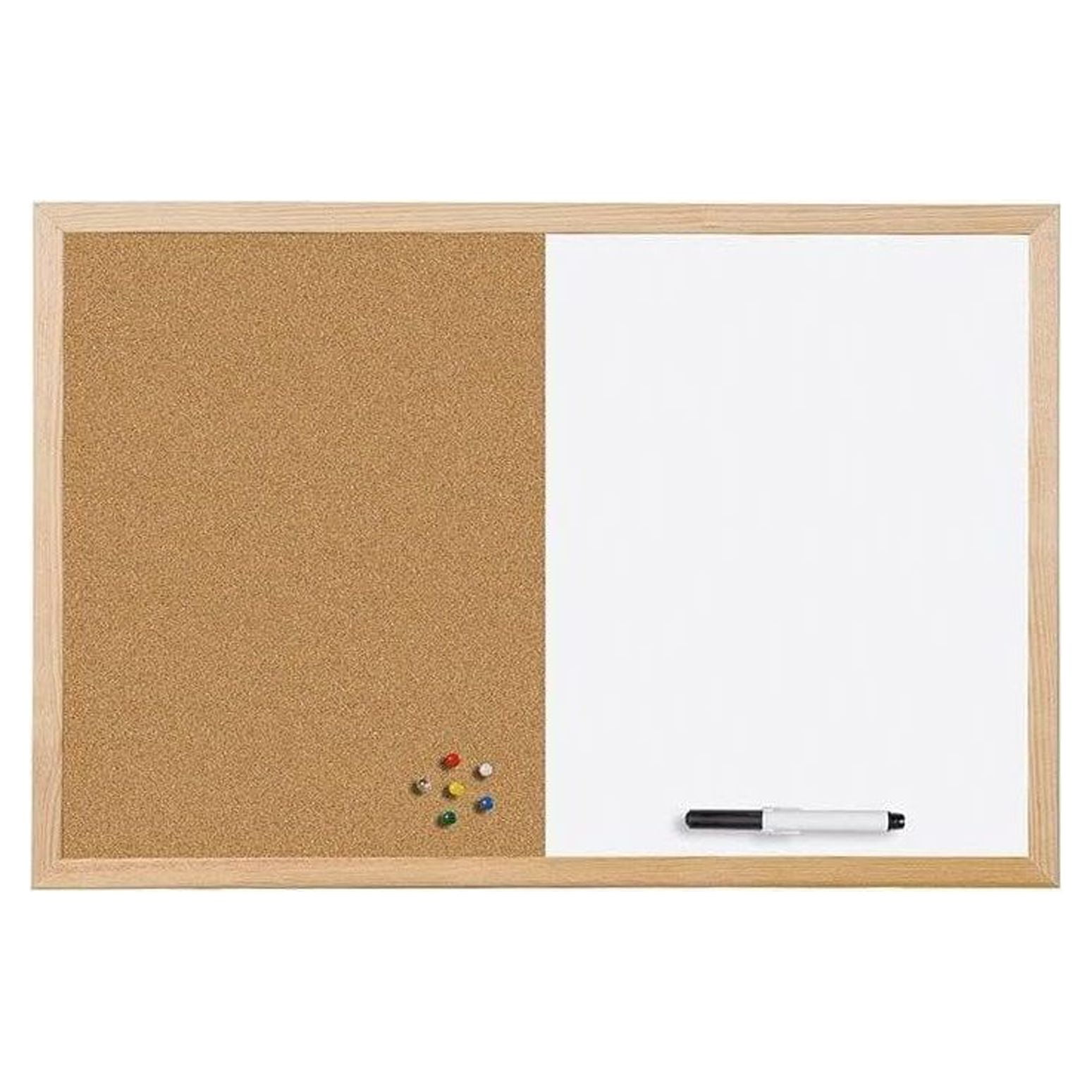 CintBllTer Cork & Dry Erase Combo Board, 18" x 24", Dry Erase White Board/Cork Bulletin Board