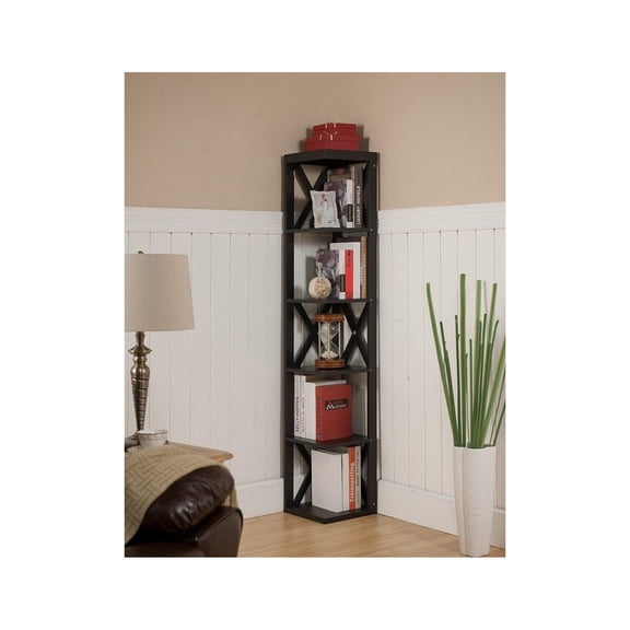 CintBllTer - Corner Unit 5 Tier Bookshelf/Bookcase Display Stand, Espresso
