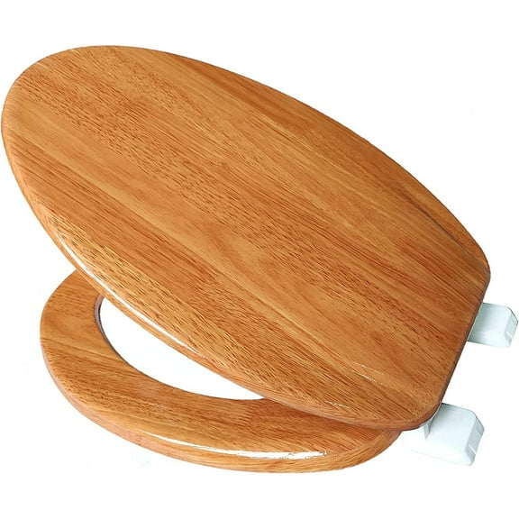 CintBllTer Elongated Toilet Seat With Easy Clean & Change Hinge (Wooden)