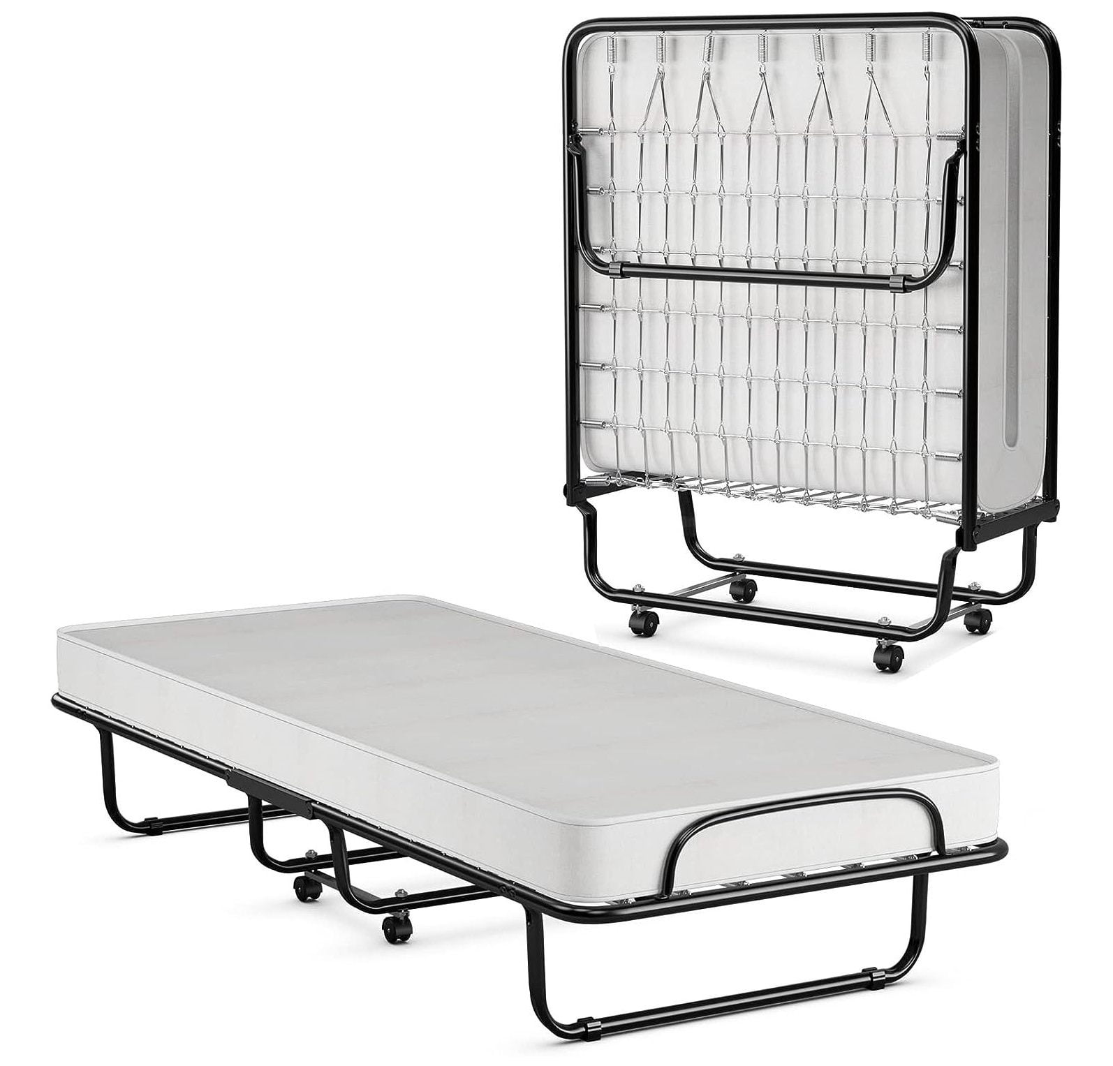 CintBllTer Folding Bed with Memory Foam Mattress Cot Size, Portable