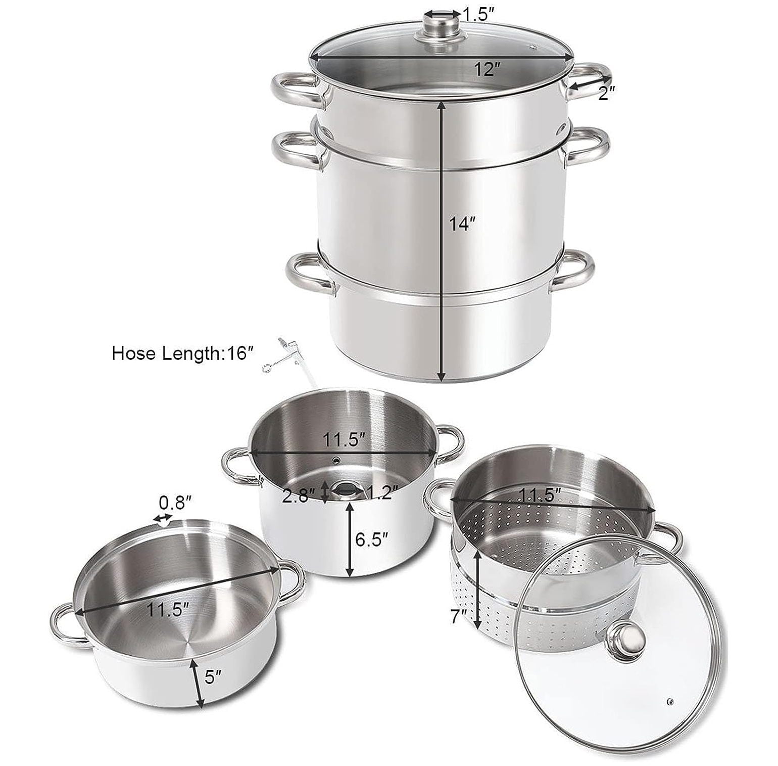 CintBllTer Fruit Steam Juicer Stainless Steel Steamer, Vegetables