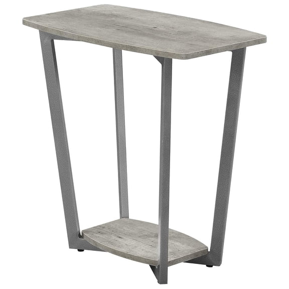 CintBllTer Graystone End Table with Shelf, Faux Birch/Slate Gray