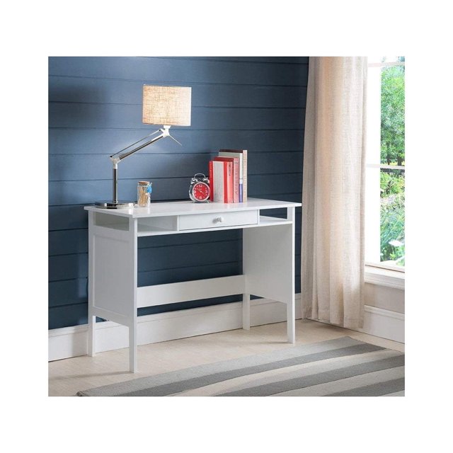 CintBllTer Home & Office Parsons Wood Desk with Drawer, White