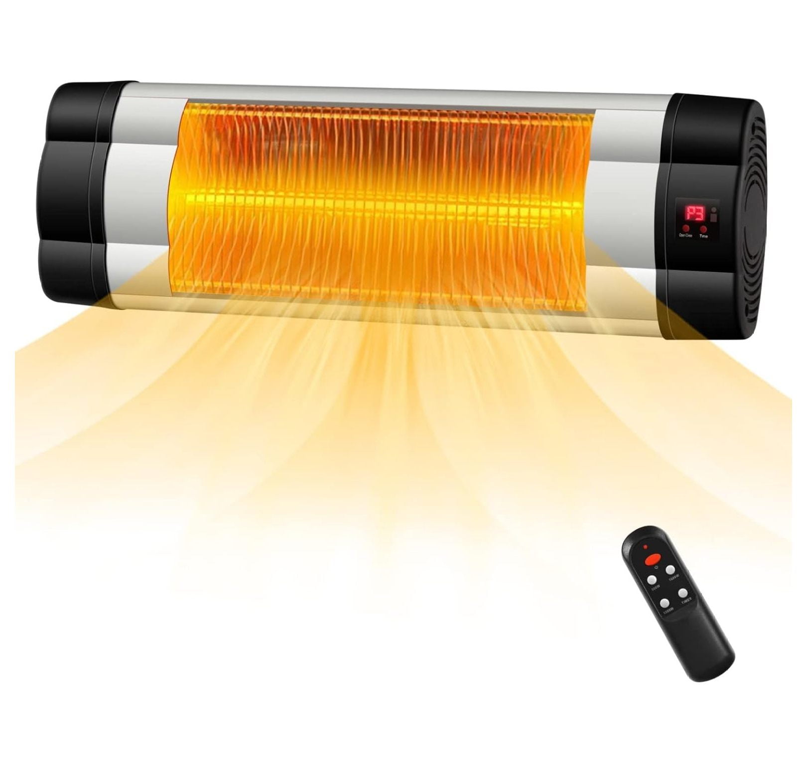 CintBllTer Wall Mounted Patio Heater, 1500W Electric Infrared Heater with Control, 24H Timer