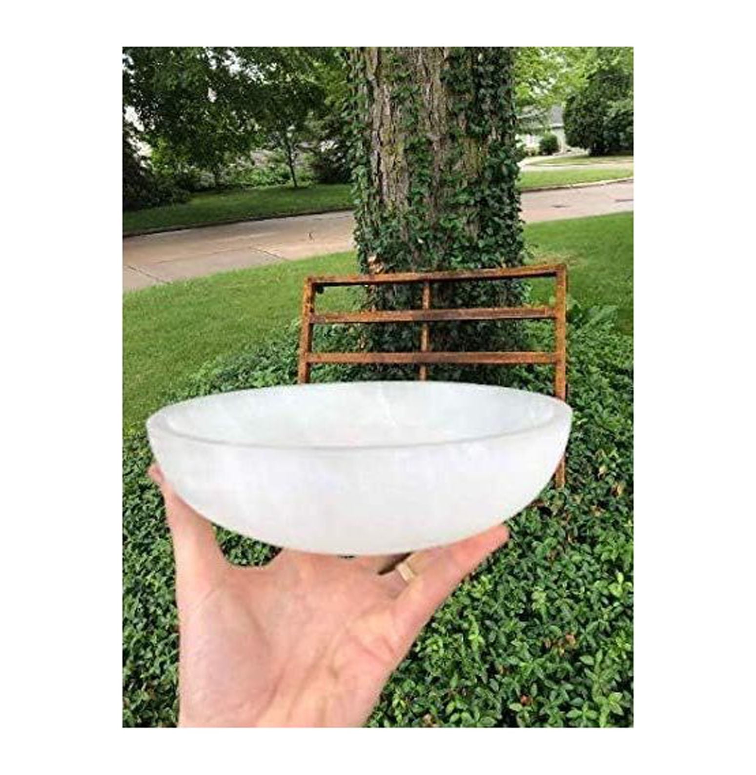 CintBllTer Large Selenite Bowl, XL 5.5" 6" Hand made Moroccan