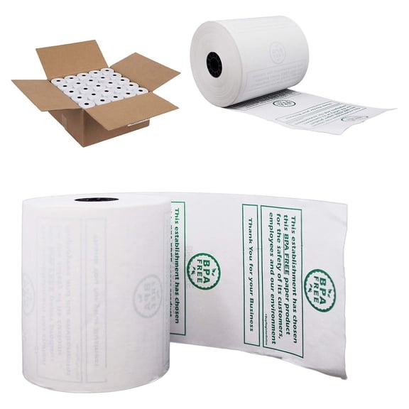 CintBllTer [Pack of 50 Pre Printed] Width 3 1/8 Thermal Paper x 230 Feet Length Eco Friendly
