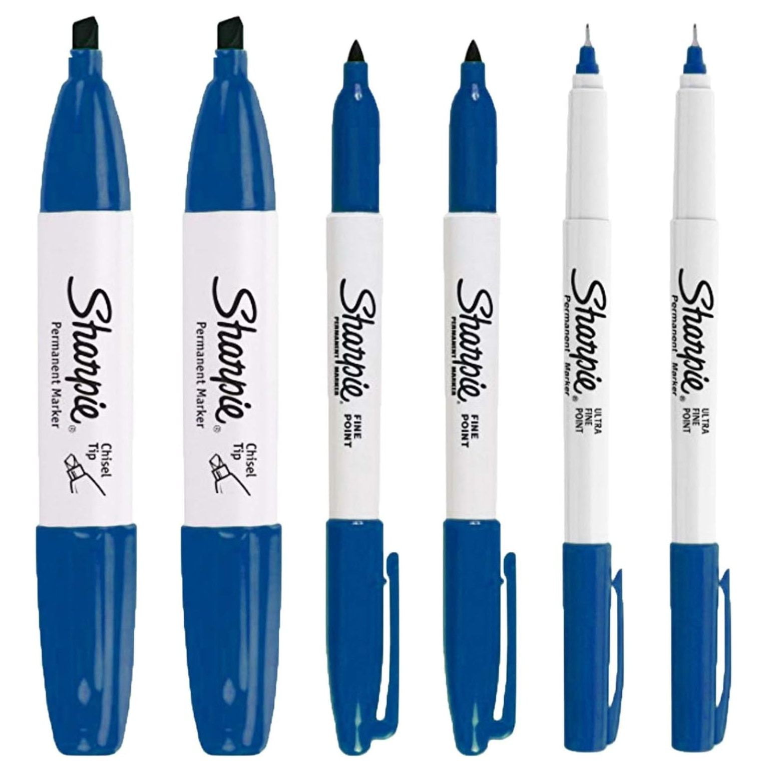 CintBllTer Permanent Markers, 6 Pack Assorted Sizes, Ultra Fine Tip