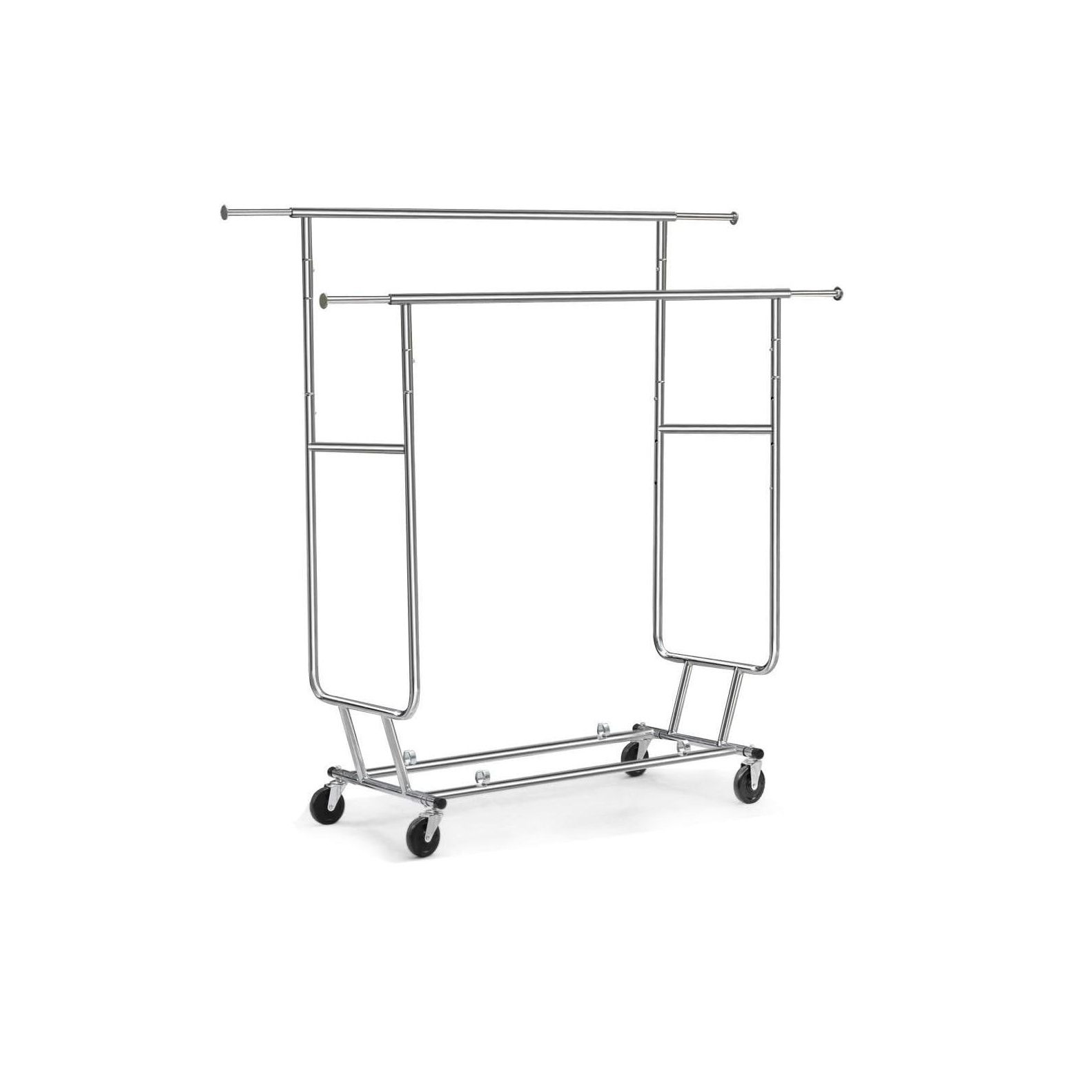 CintBllTer Rolling Clothes Rack 250 lbs Load Capacity Double Rail