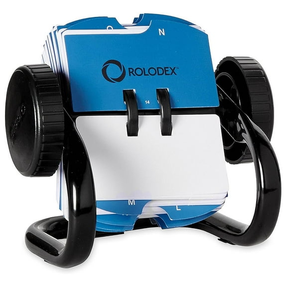 CintBllTer Rolodex Mini Classic Card File, 1 3/4" x 3 1/4", 250 Cards, Black