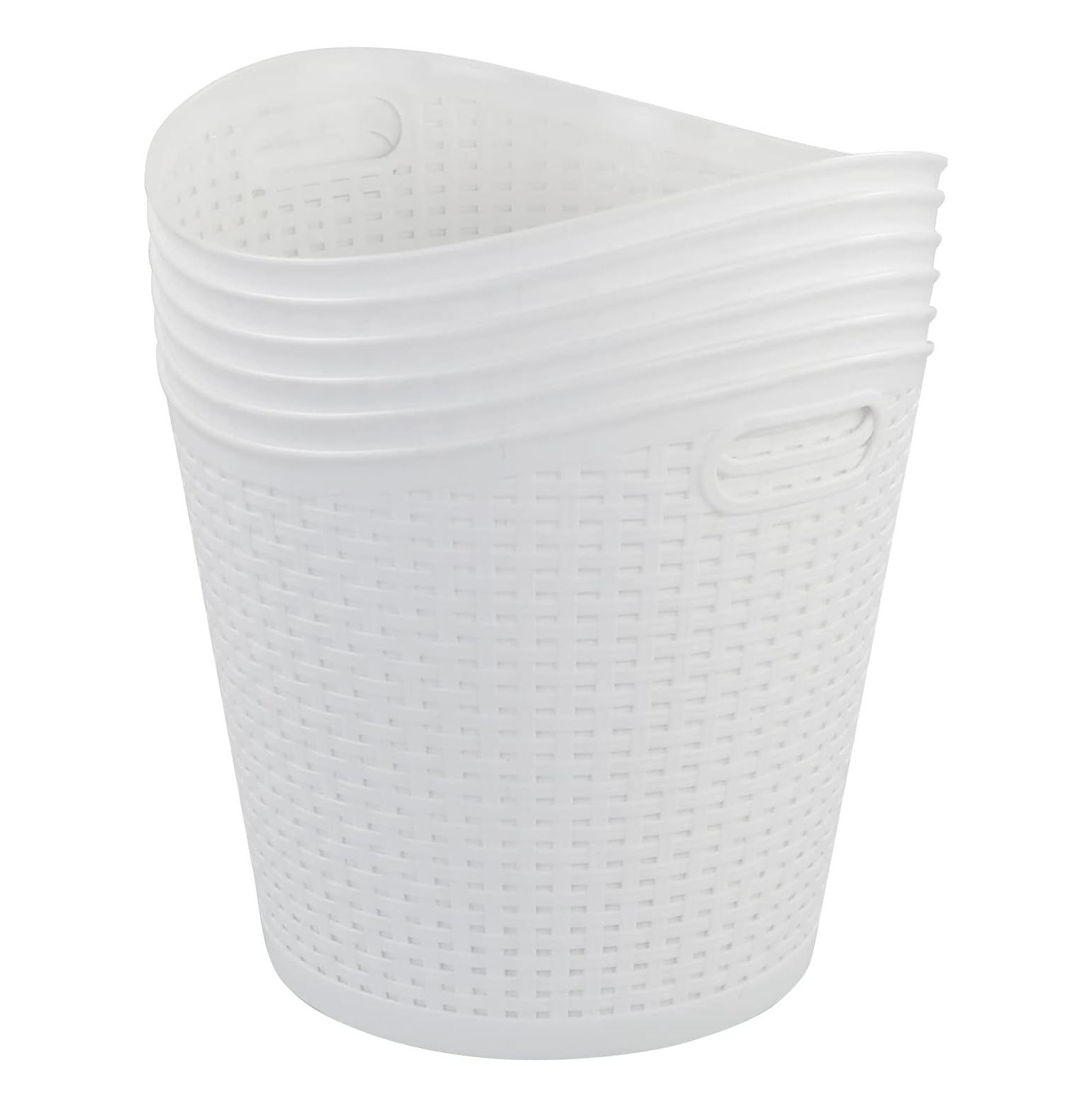 CintBllTer Round Plastic Laundry Baskets, White Clothes Hamper, Pack of