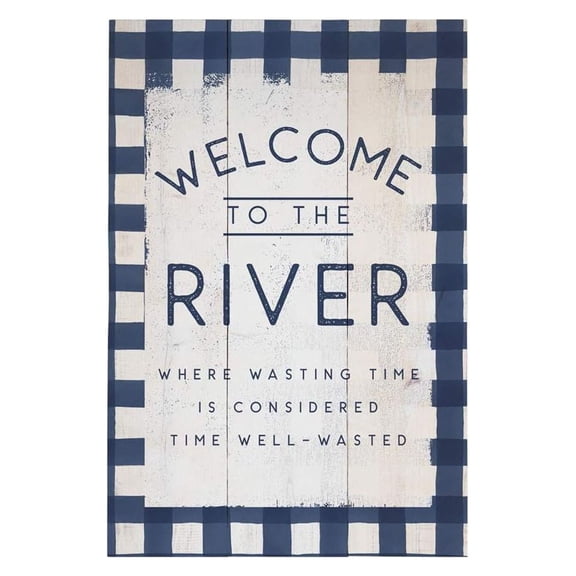 CintBllTer Rustic Pallets, Welcome to The River: Where Wasting Time is Considered Time Well Wasted- 16" x 10.75" Wood Sign RUS1318