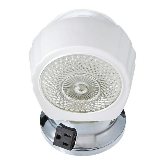 CintBllTer SF77/121B Chrome Bath Shade With White/Crystal Bottom Glass With Convenience Outlet