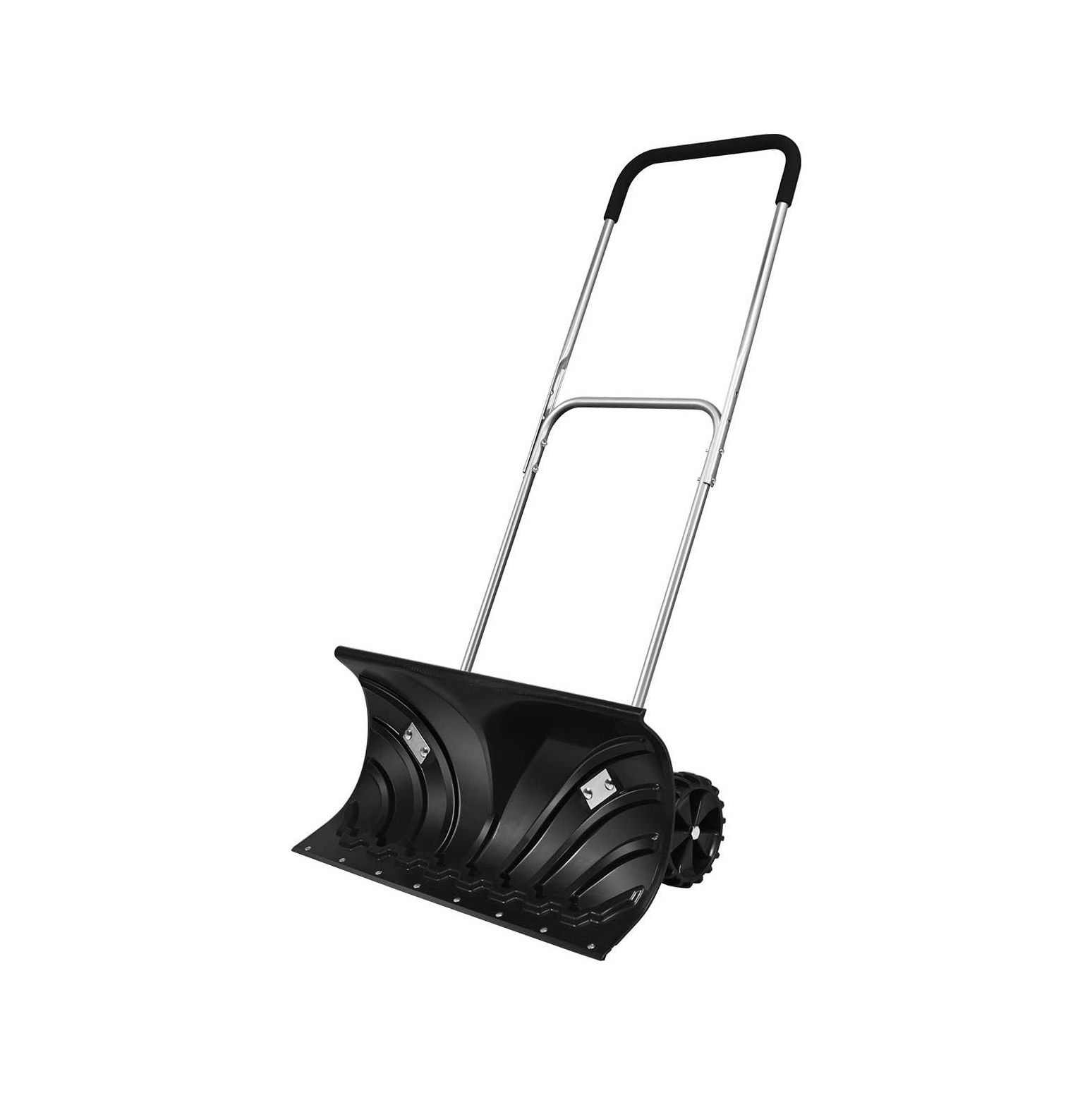 CintBllTer Snow Shovel, Rolling Snow Pusher for Driveway, Heavy Duty