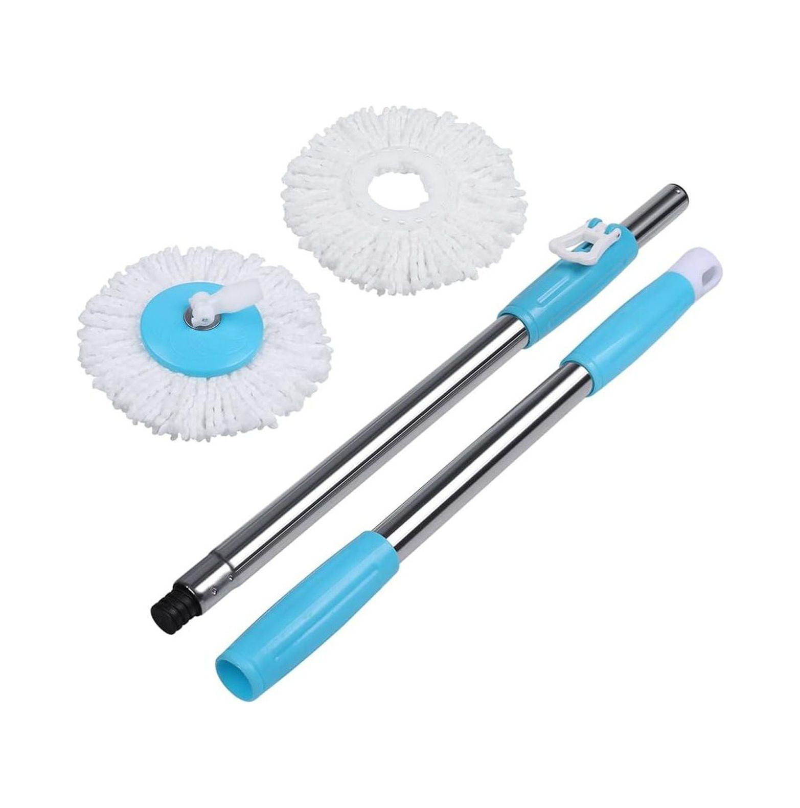 CintBllTer Spin Mop Pole Handle Replacement with 2 Microfiber Mop Heads