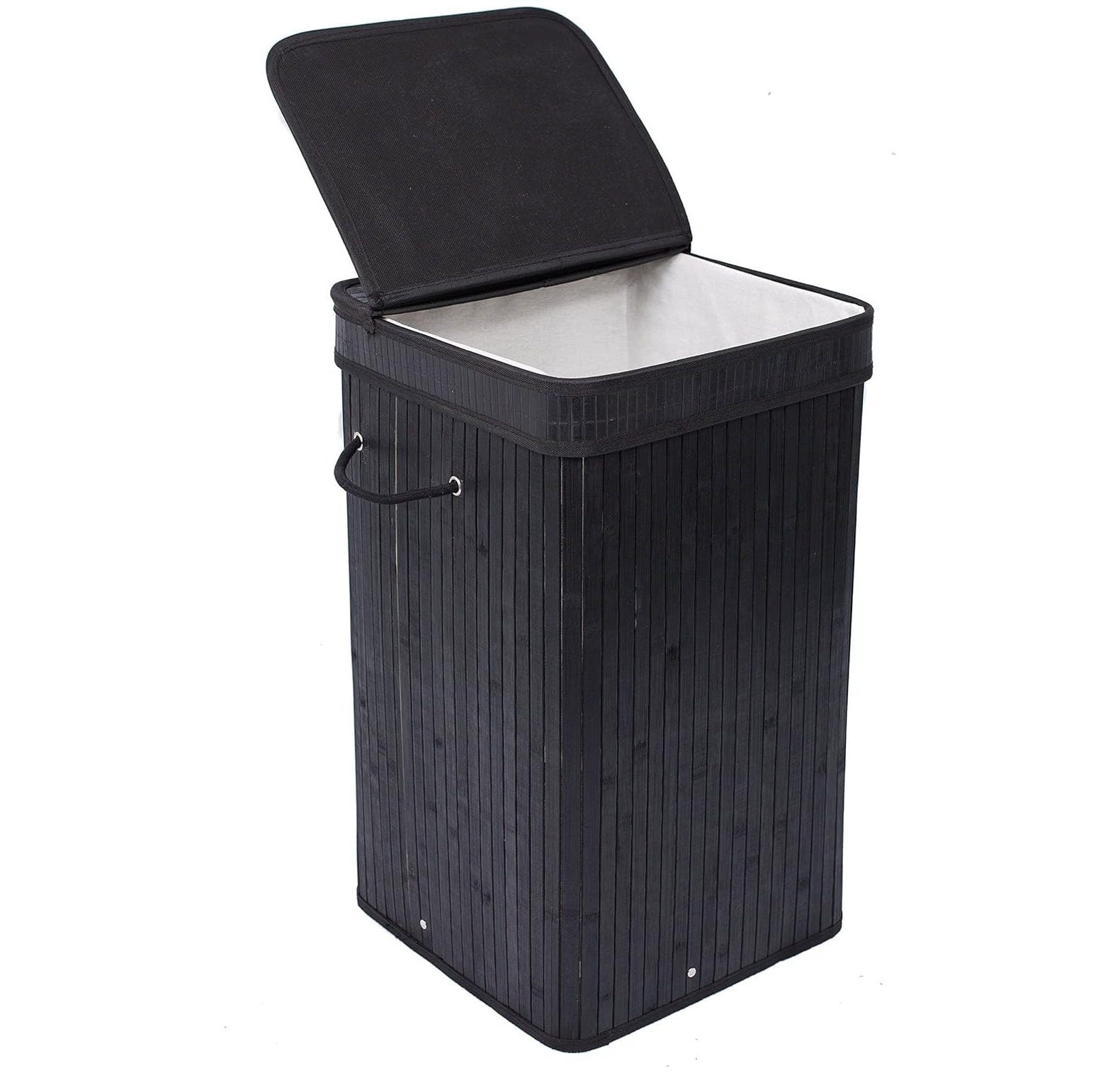 CintBllTer Square Laundry Hamper with Lid and Cloth Liner - Bamboo ...