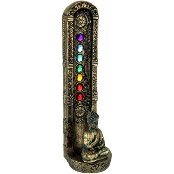 CintBllTer Standing Buddha Chakra Stone Incense Burner, 9 1/2 inches, Multicolor