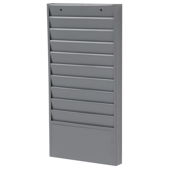 CintBllTer Steel Medical Chart Hanging Wall File Holder, 10 Pockets, Gray