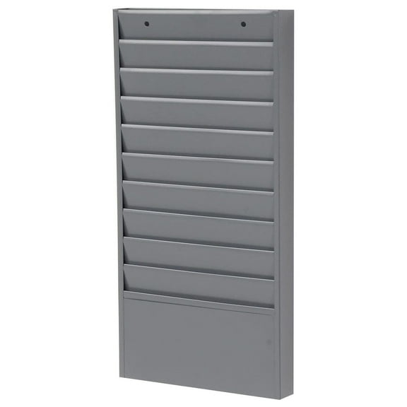 CintBllTer Steel Medical Chart Hanging Wall File Holder, 10 Pockets, Gray