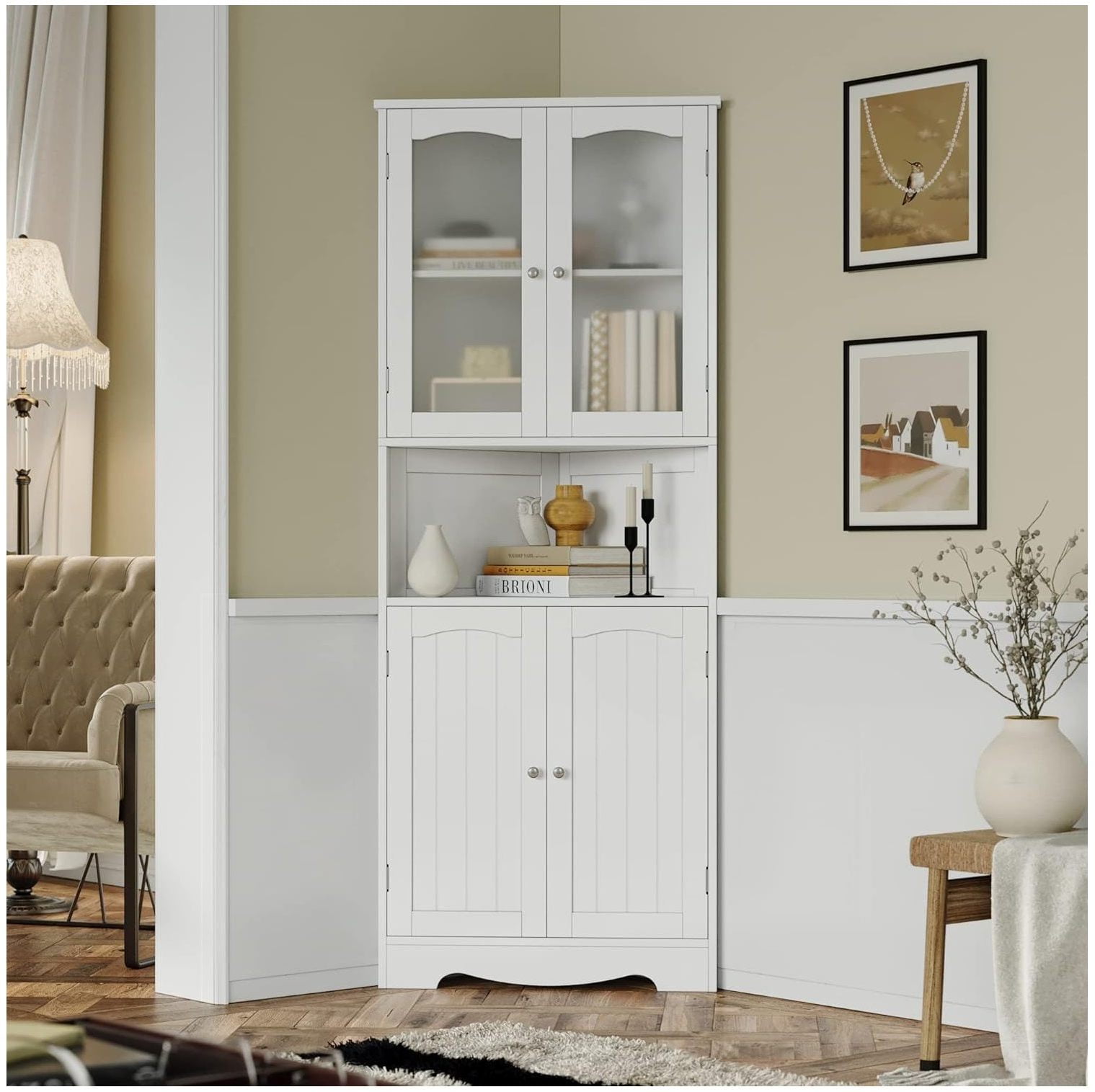 CintBllTer Tall Corner Corner Bathroom with Doors and