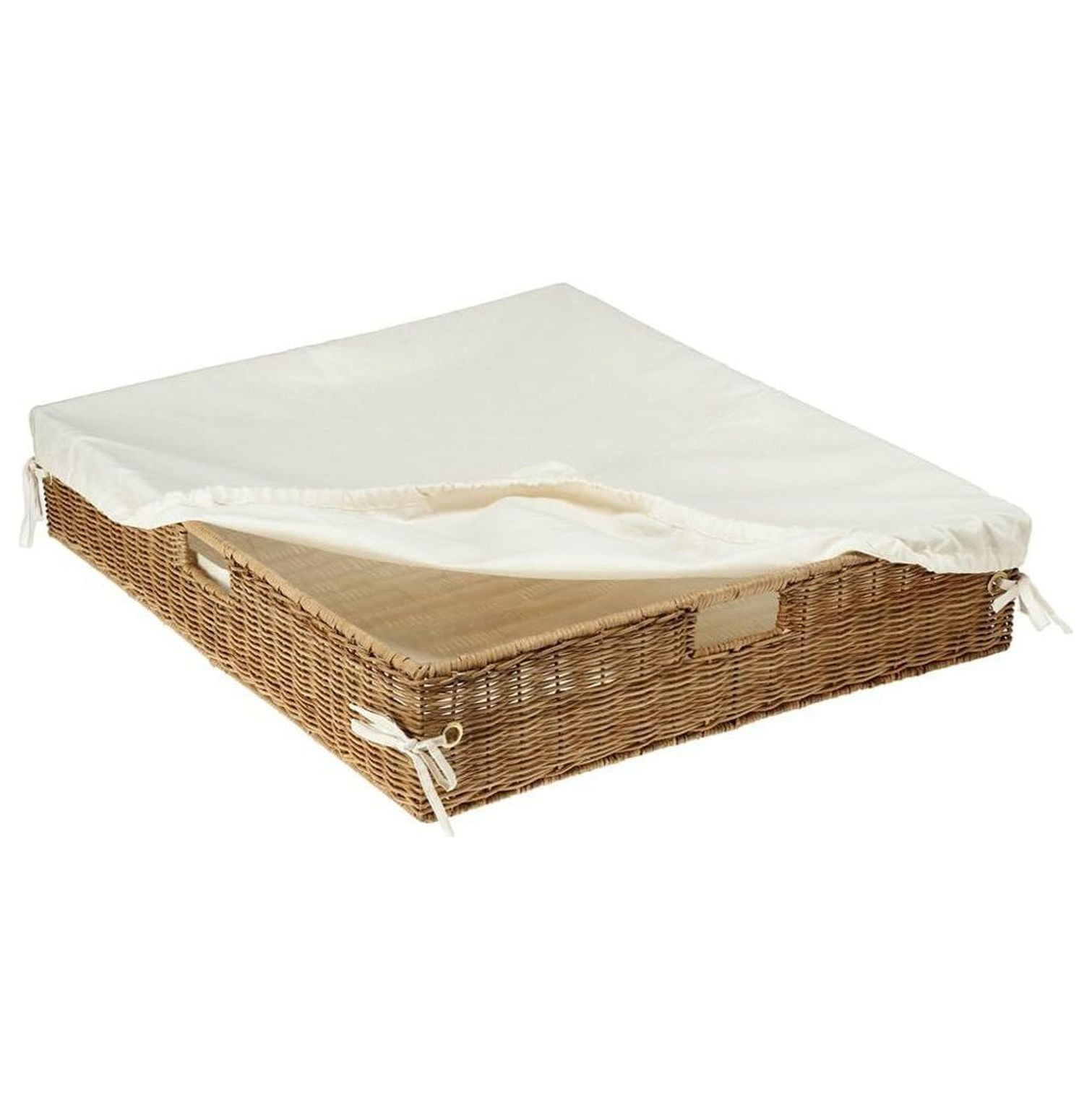 CintBllTer Wicker Under Bed Basket with Liner and Cover
