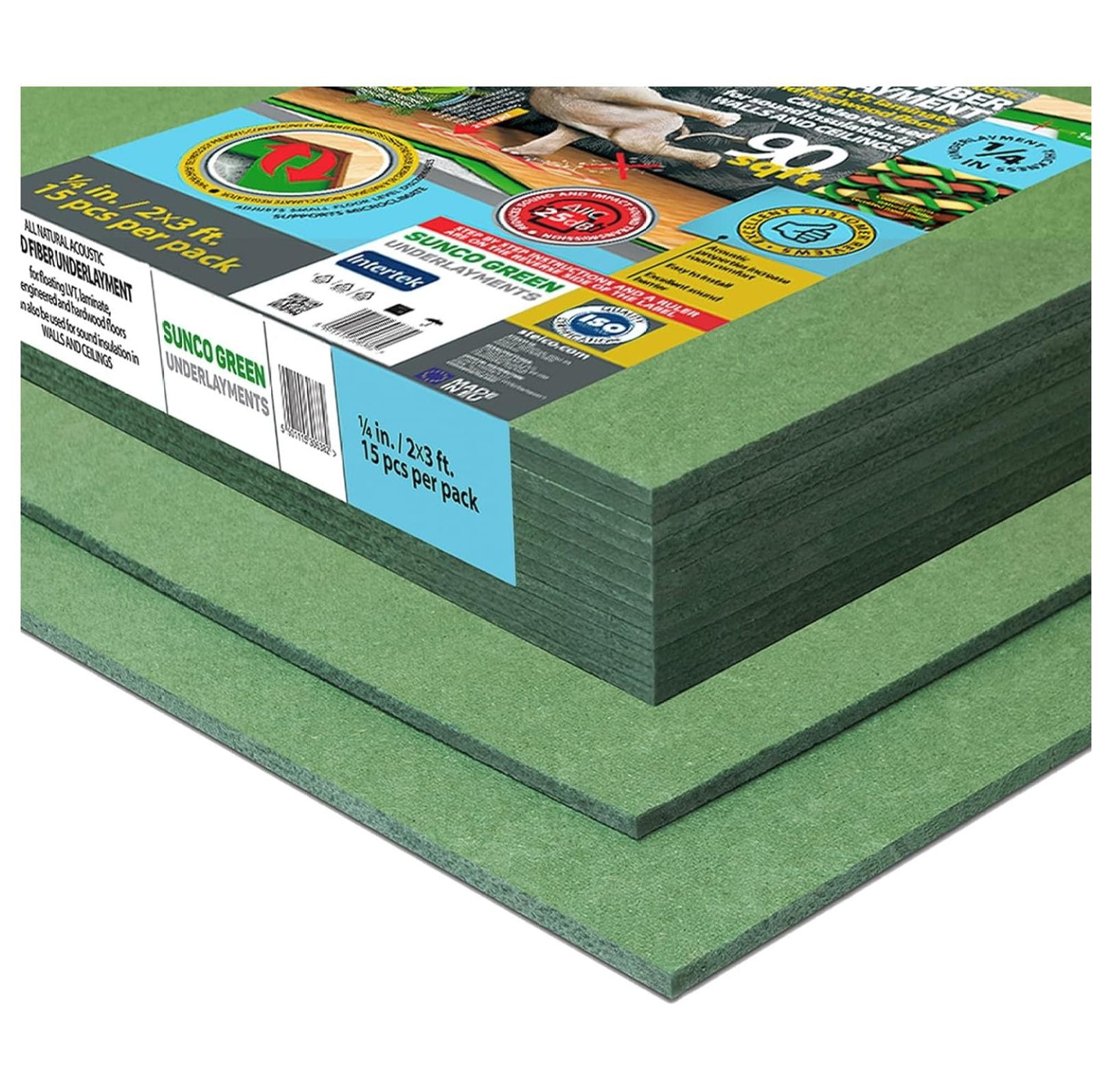 CintBllTer Wood Fiber Flooring Underlayment for Laminate Vinyl LVT LVP Hardwood Floor 6 mm 1/4 inch 90 SqFt Natural Sound Insulation Barrier