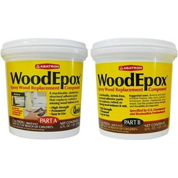 CintBllTer WoodEpox Epoxy Wood Replacement Compound, 2 Quart Kit, Part A & B