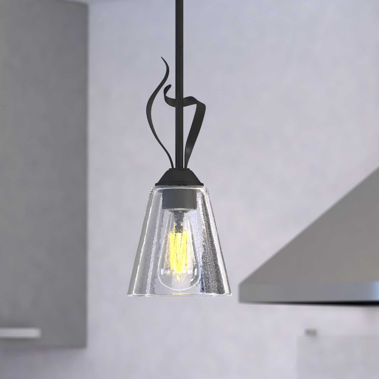 Cinta Vine-Inspired Mini Pendant with Seeded Glass in Oil Rubbed Bronze