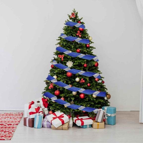 Cinta navideña de 6,3 cm de ancho para decoración de árbol de Navidad.