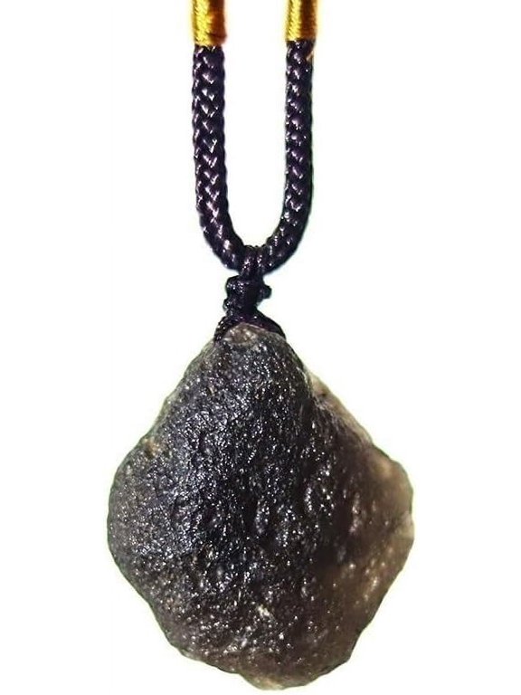 Cintamani Stone Necklace,Raw Cintaman Tektites,Genuine Saffordite Meteorite Obsidian Stone,Irregular Shape