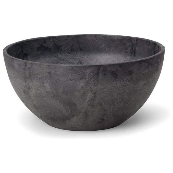 Cintbllter 31128 12" Diameter Round Gray Natural Stone and Resin Bowl Planter