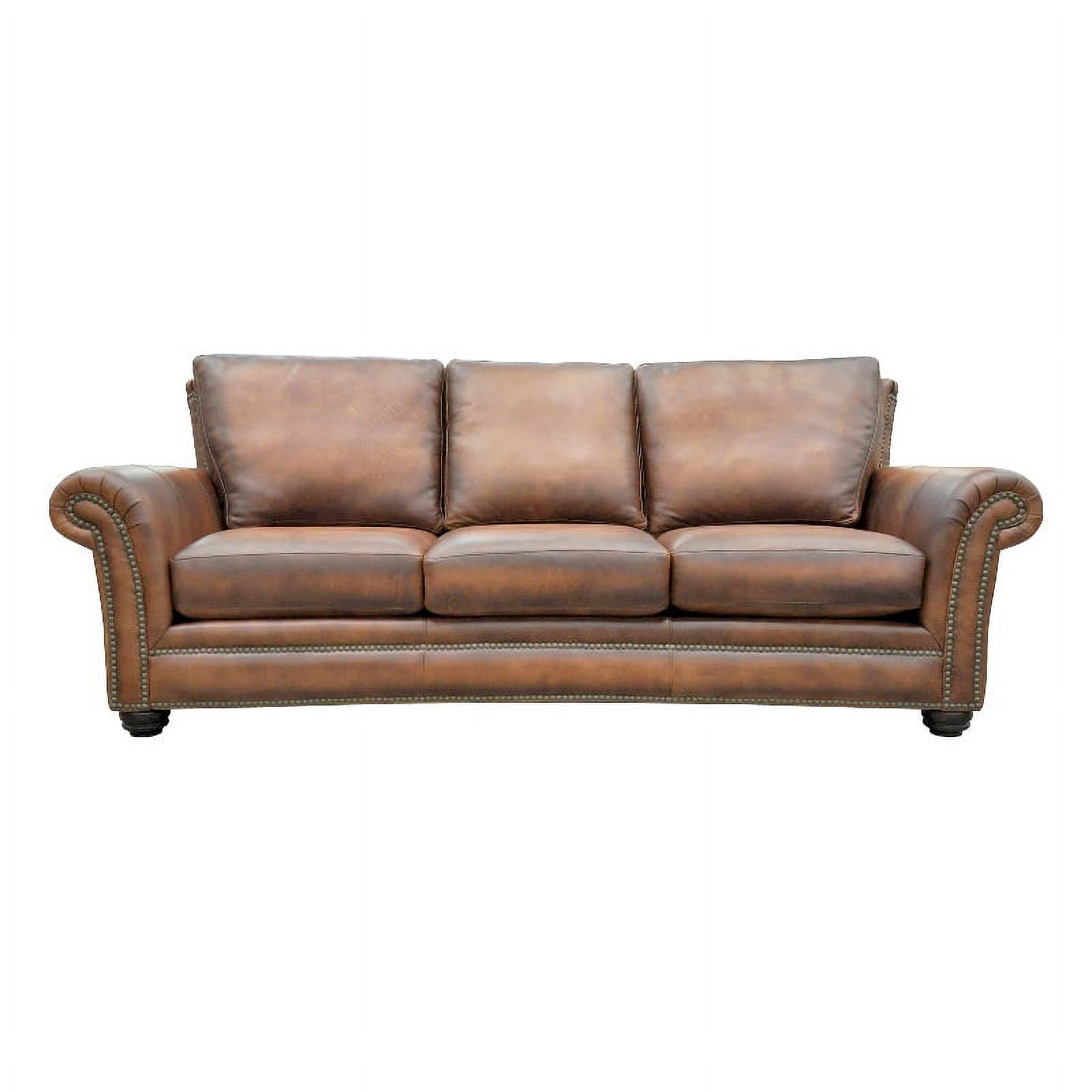 Cinthia Genuine Brown Leather Sofa - Walmart.com