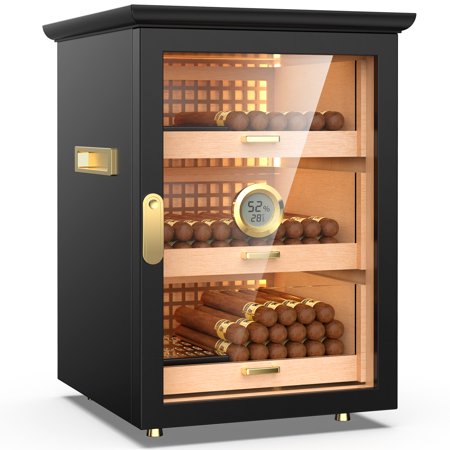 Cintva 150-Count Cigar Humidor Cabinet with Digital Hygrometer, 150 Cigars Black
