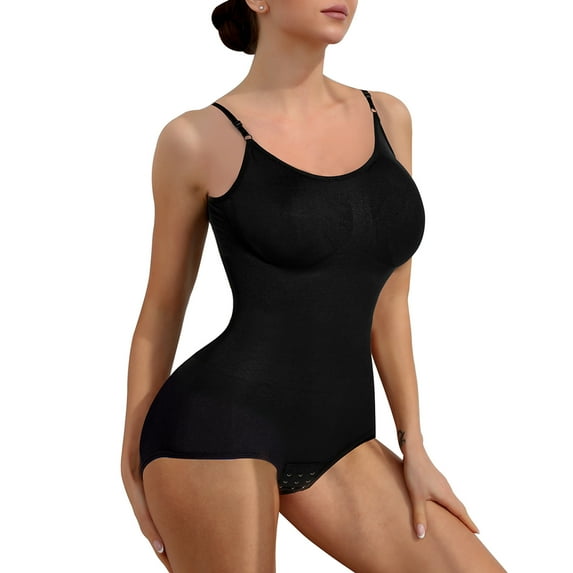 Cinvik Bodysuit Briefs Slim Women Shapewear Body Suit Round Neck Spaghetti Strap 1PCS Polyamide L