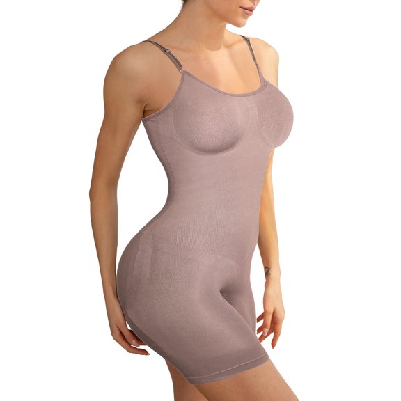 Cinvik Bodysuit Shorts Shapewear Women Shaper Slim Crew Neck Spaghetti Strap 1PCS Polyamide L