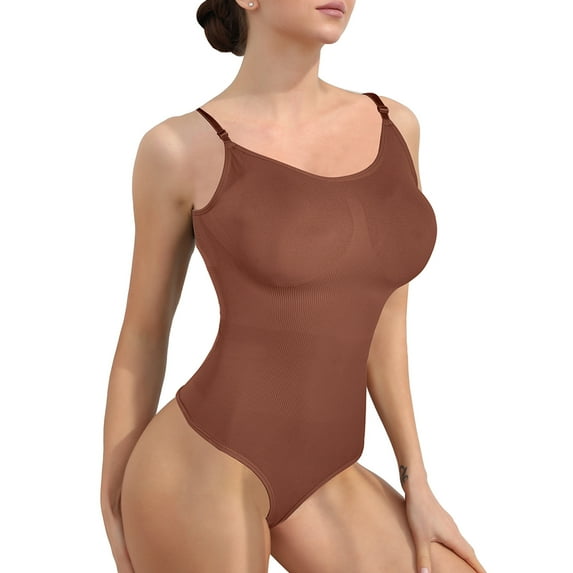 Cinvik Bodysuits Thong Women Slimming Bodysuit Round Neck Spaghetti Strap 1PCS Polyamide 3XL