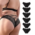 thumbnail image 1 of Cinvik Lace Seamless Underwear Cute Bow Sexy Cross Strap See Through Lace Panties Black Packs Size 1XL, 1 of 6