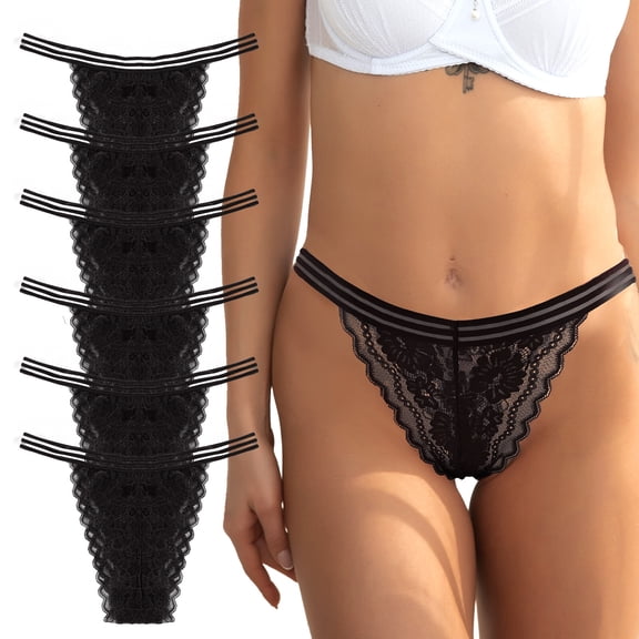Cinvik Lace Underwear for Women Low Waisted Sexy Thongs Panties 4XL