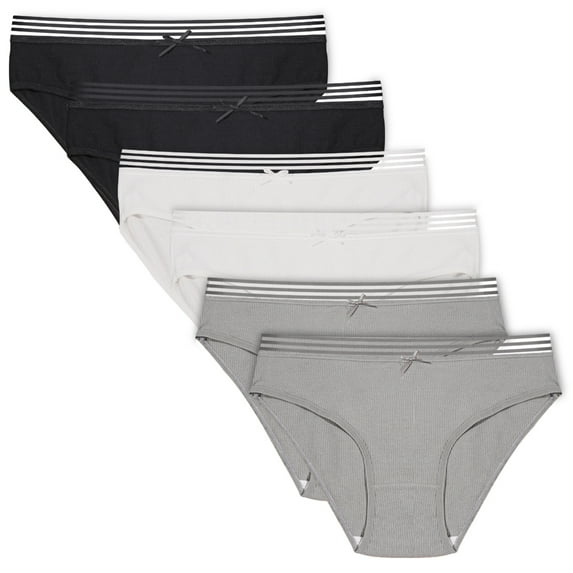 Cinvik Pure Cotton Bikini Low Waist Underwear Packs for Women, Cheeky Cotton Brief Hipster Panties, 1XL