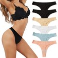 thumbnail image 1 of Cinvik Womens Thongs No Show Seamless Thong Underwear, Ice Silk Breathable & Cooling Assorted Hipster Tanga Packs, 1 of 6
