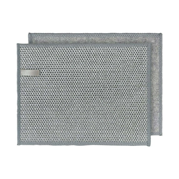 Cinvoph 10 Pack Scrub Dishcloth for Kitchen Double-Layer Non-Scratch Wire Dish Cleaning Cloths Reusable Steel Scrubber for Dishes, Pans, Pots and Hard Stains 9"x7" Gray