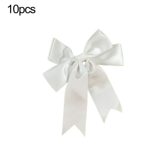 Cinvoph 10pcs Christmas Bows Ornaments Exquisite Ribbon Bows Decorations for Xmas tree, Garland, Wreath, Fireplace, Door, Gift Wrapping, Holiday Decor, White