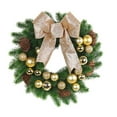 thumbnail image 1 of Cinvoph 11.8" Christmas Artificial Bow Wreath, Exquisite Wreath with Xmas Balls, Bow, Pinecone and Berries for Front Door Wall Windows Xmas Ornament, C, 1 of 5