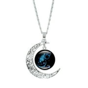 RUILINLIN muxika 12 Constellation Moon Necklace Silver Jewelry Necklace Gifts for Mother's Day Present for Women Girls Teen