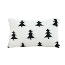 Cinvoph 12"x20" Christmas Tree Throw Pillow Covers Velvet Pillow Cases for Winter Xmas New Year Couch Sofa Bed Home Living Room Party Decor, Black