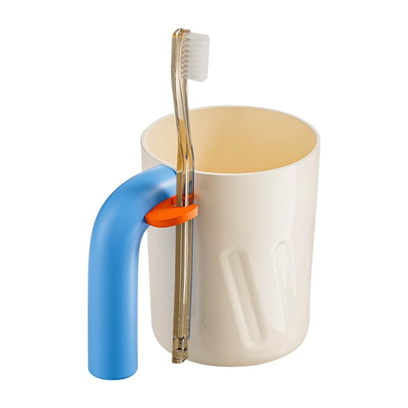 Cinvoph 12oz Toothbrush Cup with Handle Decorative Clear Mouthwash Holders for Toothbrushes Spin Brushes Toothpaste, White