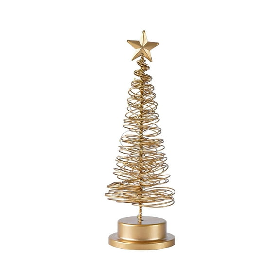 Cinvoph 13" Christmas Tree Night Lights Decorations, Decorative Xmas Tree Nightlight with Star Topper, Warm Light Bulbs for Tabletop Home Bedroom Decor, Gold